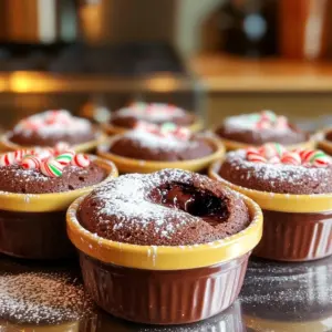 To make warm chocolate peppermint lava cakes, you need these main ingredients: - 1/2 cup unsalted butter - 1 cup semisweet chocolate chips - 2 large eggs - 2 large egg yolks - 1/2 cup granulated sugar - 1/4 teaspoon salt - 1 teaspoon vanilla extract - 1/2 teaspoon peppermint extract - 1/4 cup all-purpose flour Each ingredient plays a key role. The butter and chocolate create a rich base. Eggs help the cake rise and hold it together. Sugar adds sweetness, while salt enhances the flavors. Vanilla and peppermint extracts give that holiday touch. For a festive look, consider these optional garnishes: - Powdered sugar - Crushed candy canes Sprinkling powdered sugar on top gives a snowy effect. Crushed candy canes add crunch and a pop of color. If you need to make swaps, here are some ideas: - Use coconut oil instead of butter for a dairy-free option. - Dark chocolate chips can replace semisweet ones for a richer taste. - For a lower sugar option, try using a sugar substitute. These substitutions help you tailor the recipe to your needs while keeping that delicious flavor. Feel free to mix and match! First, preheat your oven to 425°F (220°C). This step is key for a great rise. Next, take four ramekins and grease them with unsalted butter. Dust them with cocoa powder to stop sticking. Now, grab a microwave-safe bowl. Add 1/2 cup of unsalted butter and 1 cup of semisweet chocolate chips. Heat this mix in the microwave. Do it in 30-second bursts, stirring in between. Stop when it melts and looks smooth. Let it cool a bit. In a large bowl, you need to whisk together 2 large eggs, 2 large egg yolks, 1/2 cup of granulated sugar, and 1/4 teaspoon of salt. Whisk until it looks light and fluffy. Add the melted chocolate mix into the eggs. Stir in 1 teaspoon of vanilla extract and 1/2 teaspoon of peppermint extract. Mix until everything is blended. Now, gently fold in 1/4 cup of all-purpose flour. Do this carefully to avoid overmixing. Next, evenly pour the batter into your ramekins. Fill each one about 3/4 full. Place them in the oven and bake for 12 to 14 minutes. The edges should be firm, but the center must feel soft. When done, take them out and let them cool for just 1 minute. This cooling time helps with the lava effect when you flip them out. Carefully invert each ramekin onto a serving plate. The cake should slide out easily if you greased them well. Dust the top with powdered sugar for a snowy look. For a fun touch, sprinkle crushed candy canes on top. This adds color and a minty crunch. Serve them warm for the best experience. Enjoy the rich, gooey center! To get that perfect gooey center, timing is key. Bake the cakes for 12 to 14 minutes. The edges should be firm, but the center must stay soft. If you bake them too long, you'll lose the lava effect. Trust your oven's timer, but check one cake first. If it flows like warm chocolate, you nailed it. Avoid overmixing the batter. This can make the cakes tough instead of soft. Also, don’t skip greasing and dusting the ramekins. It helps the cakes pop out easily. Lastly, be careful not to open the oven door too soon. This can cause your cakes to sink. You’ll need a few tools for success. Here’s what I recommend: - Four ramekins (6-ounce size works best) - Microwave-safe bowl for melting - Whisk for mixing - Rubber spatula for folding - Baking sheet for easy handling These tools make the process smooth and fun. When you have the right gear, cooking becomes a joy! {{image_2}} You can play with flavors in many ways. For a fruity twist, try orange zest. It pairs well with chocolate. You can also swap peppermint for raspberry or cherry extract. This gives a new, fresh taste. If you love nutty flavors, add hazelnut or almond extract. Each option creates a new dessert. Dietary needs can change how you make these cakes. For a gluten-free option, use almond flour instead of all-purpose flour. You can also use egg substitutes like flaxseed meal or applesauce for a vegan version. Choose dairy-free chocolate to make it fully vegan. Each swap keeps the flavor rich while meeting your needs. Serving these lava cakes can be fun! Plate them warm for the best experience. Dust with powdered sugar for a sweet touch. Crushed candy canes add a festive look. A scoop of vanilla ice cream or whipped cream complements the cake’s warmth. Drizzle with chocolate sauce for extra decadence. Each suggestion enhances the dessert and makes it even more delightful. To store leftover lava cakes, let them cool first. Place them in an airtight container. Keep them in the fridge for up to three days. If you want to save them longer, consider freezing. To reheat your lava cakes, preheat the oven to 350°F (175°C). Place the cakes on a baking tray. Heat them for about 10-12 minutes. This will warm the cakes and help keep the centers gooey. If you want to freeze these cakes, wrap each one tightly in plastic wrap. Then, place them in a freezer bag. They will stay fresh for up to two months. When you're ready to enjoy, thaw in the fridge overnight and reheat as above. The best way to get a gooey center is to bake your lava cakes just right. Bake them for 12 to 14 minutes. The edges should be firm, but the center must remain soft. Keep an eye on them as they bake. If you overbake, you lose that gooey magic! Yes, you can prepare the batter in advance! Just fill the ramekins and cover them. Store them in the fridge for up to a day. When you're ready to bake, take them out. Let them sit for about 20 minutes to reach room temperature before baking. You have many tasty options! Try vanilla, almond, or even orange extract. Each will give your lava cakes a unique twist. Experiment to find your favorite flavor! Absolutely! You can use dark chocolate or even white chocolate. Each type changes the taste and color of the cakes. Just remember to adjust the sugar if you use very sweet chocolate. Enjoy mixing it up! You learned about the key ingredients and steps to make delicious lava cakes. I shared tips for a perfect gooey center, plus common mistakes to avoid. You also saw tasty variations and how to store your treats. Remember, experimenting with flavors can make your lava cakes unique. Keep practicing, and you will impress your friends and family. Enjoy baking!