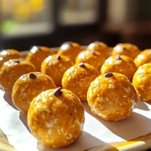 - 1 cup rolled oats - 1/2 cup pumpkin puree - 1/2 cup nut butter (almond or cashew) - 1/4 cup maple syrup - 1/4 teaspoon vanilla extract - 1 teaspoon pumpkin pie spice - 1/4 cup ground flaxseed - 1/4 cup mini chocolate chips (optional) - A pinch of salt The ingredients for No-Bake Pumpkin Pie Energy Balls create a lovely mix of flavors. Each item serves a purpose. The rolled oats give a hearty base. Pumpkin puree adds creaminess and flavor. Nut butter adds protein and healthy fats. Maple syrup sweetens the mix. Vanilla extract enhances the taste. Pumpkin pie spice brings warmth and aroma. Ground flaxseed packs in fiber and nutrients. Mini chocolate chips can add a fun twist. A pinch of salt balances the sweetness. These energy balls are not just tasty; they are healthy too. - Calories per serving: About 100 calories - Macronutrient breakdown: - Protein: 3 grams - Fat: 5 grams - Carbs: 10 grams This snack is great for energy, perfect for your busy day. The healthy fats and fiber keep you full. Plus, they satisfy your sweet tooth. With simple ingredients, you can enjoy a treat that is both nutritious and delicious! To start, gather your ingredients. You will need: - 1 cup rolled oats - 1/2 cup pumpkin puree - 1/2 cup nut butter (almond or cashew) - 1/4 cup maple syrup - 1/4 teaspoon vanilla extract - 1 teaspoon pumpkin pie spice - 1/4 cup ground flaxseed - 1/4 cup mini chocolate chips (optional) - A pinch of salt In a large mixing bowl, combine the rolled oats, pumpkin puree, nut butter, and maple syrup. Use your hands or a spatula to mix it well. Make sure everything is evenly blended. Now, it’s time to add the spices. Pour in the vanilla extract, pumpkin pie spice, ground flaxseed, and a pinch of salt. Stir until well combined. If you like chocolate, now is the moment to fold in the mini chocolate chips. After mixing, refrigerate the mixture for about 30 minutes. This step helps it firm up, making it easier to handle. Once chilled, scoop out small portions of the mixture. Aim for about 1 tablespoon each. Roll these portions into balls using your hands. To make uniform balls, try to keep them the same size. After rolling the balls, place them on a parchment-lined baking sheet or plate. Return them to the fridge for another 15-30 minutes to set. For serving, consider adding a sprinkle of pumpkin pie spice on top for a nice touch. You can also arrange them on a colorful plate to impress guests. Enjoy these energy balls as a healthy snack or dessert! When making No-Bake Pumpkin Pie Energy Balls, you have two great options for mixing. You can use a spatula or your hands. I prefer using my hands. It helps me feel the texture and ensures everything blends well. No matter what tool you choose, mix until all ingredients are well combined. This way, you get the best flavor in each bite. To ensure even distribution of ingredients, start by breaking up any clumps. Then, fold the mixture to mix it thoroughly. Keep mixing until you see no dry oats or flaxseed. This will give you a consistent taste. Feel free to get creative with nut butter. You can swap almond or cashew butter for peanut butter or sunflower seed butter. Each nut butter adds its own unique flavor. You can also switch up sweeteners. If you want less sugar, try using honey or agave syrup. For spices, you can use more cinnamon or add a pinch of cloves. This lets you personalize the energy balls to your taste. These energy balls pair perfectly with various snacks or drinks. Enjoy them with a cup of coffee or tea. They also taste great with yogurt or fresh fruit. For portion sizes, aim for about one tablespoon for each ball. This size is great for a quick snack. You can adjust the size based on your needs. Larger balls work well for a post-workout treat, while smaller ones can be fun for kids. {{image_2}} You can make these energy balls even more exciting. Here are two great ways to change the flavor: - Adding nuts or seeds: Mix in chopped walnuts, pecans, or sunflower seeds. Nuts add crunch and protein. Seeds boost health benefits. - Including dried fruits: Toss in chopped dates, cranberries, or raisins. Dried fruits add sweetness and chewiness. They make your energy balls more satisfying. These energy balls can fit many diets. To make them vegan, just use maple syrup as your sweetener. It is plant-based. For gluten-free options, ensure your oats are labeled gluten-free. This way, everyone can enjoy these tasty snacks. You don’t have to stick to just balls. You can shape these into mini bars or smaller balls too. - Adjusting the shape: If you want smaller bites, roll them into smaller balls. For bars, press the mixture into a lined baking dish. Cut into rectangles for easy snacking. Changing the shape keeps things fun and lets you enjoy these energy bites in new ways! To keep your no-bake pumpkin pie energy balls fresh, use an airtight container. This helps prevent moisture and odors from spoiling them. I recommend glass containers, as they are durable and non-toxic. Store them in the fridge for up to a week. To enjoy them longer, keep them in the back of the fridge where it's coldest. Yes, you can freeze these energy balls! They last up to three months in the freezer. To freeze, place them on a baking sheet first. Once frozen, transfer them to an airtight container or freezer bag. When you're ready to eat, thaw them in the fridge overnight. This keeps their texture and flavor just right. Enjoy! Yes, you can use other nut butters. Peanut butter works great for a classic taste. Sunflower seed butter is a good choice if you want a nut-free option. Just remember, different nut butters can change the flavor a bit. Almond or cashew butter gives a milder taste that compliments the pumpkin well. Feel free to experiment! These energy balls can last up to a week in the fridge. Store them in an airtight container to keep them fresh. If you notice them getting soft, it’s best to eat them sooner. Keeping them cold helps maintain their texture and flavor. You can also freeze them for longer storage. You can substitute honey or agave syrup for maple syrup. Each sweetener brings a different flavor. Honey is a bit sweeter and has a floral note, while agave is mild and smooth. If you want a lower-calorie option, try stevia or erythritol. Just adjust the amount to taste, as these can be much sweeter. This article shared a simple recipe for energy balls using healthy ingredients. You learned about the ingredients, preparation steps, storage tips, and customizations. You can easily adapt this recipe to fit any diet or taste. Experiment with flavors or shapes to make it your own. Remember to store them well for the best taste. These energy balls offer a tasty and nutritious snack option anytime. Enjoy your healthy treats, and have fun making them!