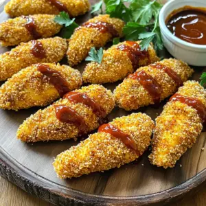 - 1 pound chicken tenders - 1 cup panko breadcrumbs - 1/2 cup BBQ sauce - 1/2 cup all-purpose flour - 1 teaspoon smoked paprika - 1 teaspoon garlic powder - 1 teaspoon onion powder - Salt and pepper to taste - Olive oil spray - 2 large eggs First, rinse the chicken tenders under cold water. This helps remove any leftover bits. Next, pat them dry with paper towels. Dry chicken helps the coating stick well. Now, season the chicken with salt and pepper. This simple step boosts the flavor. Set up your breading station with three bowls. In the first bowl, mix all-purpose flour with garlic powder, onion powder, and smoked paprika. In the second bowl, add the beaten eggs. The third bowl holds the panko breadcrumbs. Now, take one chicken tender. Dredge it in the flour mix, shaking off the extra flour. Then, dip it in the beaten eggs. Let any excess egg drip off. Finally, coat the tender with panko breadcrumbs. Make sure it’s well covered. Repeat this process with all the chicken tenders. Preheat your air fryer to 400°F (200°C) for about 5 minutes. This step ensures even cooking. Lightly spray the air fryer basket with olive oil spray. Arrange the breaded chicken tenders in a single layer. Make sure they do not touch. This allows hot air to circulate freely. Cook the tenders for about 8-10 minutes. Turn them halfway through cooking. This helps them get crispy on all sides. Check that they reach an internal temperature of 165°F (74°C). In the last two minutes of cooking, brush BBQ sauce over the tenders. Add more sauce if you want extra flavor. Enjoy the crispy and tasty meal you created! To get your chicken tenders nice and crispy, use panko breadcrumbs. Panko adds a light, crunchy texture. This is key for a great bite. Here’s how to fry them right: - Dredge Properly: Coat the chicken well in flour first. This helps the egg stick. - Use Egg: Dip the flour-coated chicken into the beaten eggs. It helps the panko stick better. - Panko Layer: Roll the chicken in panko breadcrumbs. Press gently for even coating. You can boost the flavor of your chicken tenders easily. Start with a custom spice mix. - Spice It Up: Add more smoked paprika or garlic powder. Adjust to your taste. - BBQ Sauce Choice: Pick a BBQ sauce you love. Sweet, spicy, or tangy can change the dish. Safety matters when cooking chicken. Always check the internal temperature. - Target Temperature: Cook chicken until it reaches 165°F (74°C). This keeps it safe to eat. - Even Cooking: Place chicken in a single layer in the air fryer. Avoid stacking. Turn halfway through cooking to ensure even crisping. {{image_2}} You can change the flavor of your BBQ chicken tenders by using different sauces. Try using a sweet honey BBQ sauce for a rich taste. You might also enjoy a spicy chipotle sauce for some heat. Want something different? Use teriyaki sauce for a sweet and savory twist. Buffalo sauce adds a fiery kick. Each sauce gives a new vibe to your dish. While chicken tenders are great, you can switch to chicken breasts or thighs. These cuts can make your meal juicier. You can also use turkey tenders for a leaner option. If you want a plant-based meal, try using tofu or tempeh. Just make sure to adjust cooking times to get the best texture. Pair your BBQ chicken tenders with tasty sides. Crispy fries make a classic match. A fresh salad can add color and crunch. For a fun twist, serve them in wraps or as sliders. You can add some veggies and sauce for extra flavor. These ideas make your meal more exciting and enjoyable. To store cooked chicken tenders, let them cool first. Place them in an airtight container or wrap them in plastic wrap. This keeps moisture in and prevents them from drying out. Store them in the fridge for up to three days. When you're ready to eat, you can reheat them in the air fryer for a crispy finish. Freezing chicken tenders is easy. First, let them cool completely. Then, place them in a single layer on a baking sheet. Freeze them for a few hours until solid. After that, transfer them to a freezer-safe bag. Be sure to remove as much air as possible. They can stay fresh in the freezer for up to three months. To reheat, air fry them at 375°F (190°C) for about 10-12 minutes, or until heated through. Cooked BBQ chicken tenders last for three days in the fridge. If you freeze them, they can last for up to three months. Always check for signs of spoilage, like an off smell or changes in texture. When in doubt, throw it out! Enjoying them fresh will always give you the best taste. Cook chicken tenders in the air fryer for 8-10 minutes at 400°F (200°C). You should turn them halfway to ensure even cooking. Always check that they reach an internal temperature of 165°F (74°C). This ensures they are safe to eat. Yes, you can use frozen chicken tenders! If they are breaded, cook them for about 12-15 minutes at 400°F (200°C). No need to thaw them first. Just remember to check the temperature. They should still reach 165°F (74°C). BBQ chicken tenders pair well with many sides. Here are some ideas: - Sweet potato fries - Coleslaw - Corn on the cob - Fresh vegetable sticks with dip - A side salad - Macaroni and cheese These sides enhance the meal and add fun flavors. Enjoy your crispy chicken tenders! In this guide, we explored how to make tasty BBQ chicken tenders using simple ingredients. We covered everything from prepping the chicken to achieving the perfect crispy coat in the air fryer. You can customize flavors, try different meats, and serve them with fun sides. Remember the tips for storing and reheating leftovers to enjoy them later. With these steps, you'll serve everyone a meal they'll love. Now, it's time to fry up some delicious chicken tenders!
