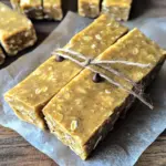 - 1 cup rolled oats - 1/2 cup natural peanut butter - 1/4 cup honey or maple syrup - 1/2 cup protein powder (vanilla or chocolate) - 1/4 cup ground flaxseed - 1/4 cup mini chocolate chips (optional) - 1/4 teaspoon salt - 1 teaspoon vanilla extract You need simple, wholesome ingredients for these bars. The rolled oats provide a chewy base. Natural peanut butter adds a creamy texture and nutty flavor. Honey or maple syrup gives the bars sweetness. Protein powder boosts nutrition, making these bars a great snack. Flaxseed adds fiber and healthy fats. If you want a treat, fold in mini chocolate chips. Salt balances the flavors, while vanilla extract adds a warm aroma. Each ingredient plays a vital role in making your no-bake peanut butter oat protein bars delicious and nutritious. Each bar has about 150 calories. You get around 6 grams of protein, 7 grams of fat, and 18 grams of carbs per serving. This mix of protein, fat, and carbs makes these bars perfect for a snack or post-workout treat. You’ll enjoy the energy boost without the added sugar and preservatives found in many store-bought bars. These homemade bars help you stay full and satisfied while supporting your health goals. Mixing dry ingredients First, grab a large mixing bowl. Add 1 cup of rolled oats and 1/4 cup of ground flaxseed. Mix them well with a spoon. This helps to combine the dry ingredients evenly. Warming wet ingredients Next, take a microwave-safe bowl. Add 1/2 cup of natural peanut butter and 1/4 cup of honey (or maple syrup). Warm this mix in the microwave for about 30 seconds. This softens the peanut butter, making it easier to stir. Once warm, stir until it becomes smooth. Mixing wet and dry Now, add 1 teaspoon of vanilla extract and 1/4 teaspoon of salt to the peanut butter mix. Stir it all together until well combined. Pour this wet mixture over the dry ingredients in the large bowl. Use a spatula or your hands to mix everything until it becomes sticky and holds together. If you want a little extra sweetness, fold in 1/4 cup of mini chocolate chips at this stage. Pressing into baking pan Line an 8x8 inch baking pan with parchment paper. Leave a little overhang to help lift the bars later. Pour the mixture into the pan. Press it down evenly with a spatula. Make sure the top is flat and compact. Refrigeration process Place the pan in the refrigerator for at least 2 hours. This helps the bars to firm up. Once they are set, lift them out using the parchment paper. Cut into squares or rectangles. Enjoy your tasty, no-bake peanut butter oat protein bars! To get the right texture, your mixture should be sticky but not too wet. If your bars are too crumbly, add a bit more peanut butter or honey. If they are too sticky, add a bit more oats or protein powder. - Troubleshooting common issues: If the mixture falls apart when you cut it, try pressing it harder into the pan. The firmer you pack it, the better it will hold together. If it still breaks, let it chill longer in the fridge. You can boost the flavor of your bars easily. Consider adding spices like cinnamon or nutmeg for warmth. You can also mix in dried fruits like raisins or cranberries for a sweet twist. - Suggestions for additional flavorings or toppings: Drizzle melted dark chocolate on top for a rich finish. You could also sprinkle sea salt for a sweet-salty combo. How you serve these bars can make them extra special. Wrap each bar in parchment paper and tie with twine for a rustic look. - Creative ways to serve and package: Use a decorative container to hold several bars for a snack option on-the-go. This adds a nice touch when sharing with friends or family. {{image_2}} You can swap peanut butter with almond or cashew butter. These options still give a creamy texture. If you want to avoid nuts, sunflower seed butter works well too. For sweeteners, use agave syrup in place of honey or maple syrup. This keeps the bars sweet and sticky. You can also try coconut sugar for a deeper flavor. When it comes to protein powder, you can use plant-based protein or collagen powder. This allows you to adjust for taste and dietary needs. Just make sure your chosen powder mixes well! To make these bars vegan, simply use maple syrup and a plant-based protein powder. Both of these swaps keep the recipe animal-product free. To cater to gluten-free diets, ensure your oats are labeled gluten-free. This small change keeps the bars safe for those with gluten sensitivities. For low-carb options, use unsweetened cocoa powder instead of sweeteners. You can also substitute oats with ground nuts or seeds for a lower carb count. These adjustments keep the bars tasty while fitting your dietary needs. Adding mix-ins can change the whole flavor of your bars. Chopped nuts like almonds or walnuts add crunch. Seeds like chia or pumpkin seeds bring nutrition and texture. Dried fruits such as cranberries or raisins add sweetness. You can also use spices like cinnamon or a dash of sea salt for extra flavor. Each option allows you to create your perfect no-bake bar! To keep your No-Bake Peanut Butter Oat Protein Bars fresh, use airtight containers. Glass or plastic containers work well. Make sure they seal tightly to block air. You can also wrap each bar in parchment paper. This method helps keep them moist and tasty. Freezing these protein bars is easy. First, cut them into squares. Then, place them in a single layer on a baking sheet. Freeze them for about one hour. After they are firm, move them to a freezer-safe bag or container. When you want one, take it out and let it thaw for about 20 minutes. In the refrigerator, these protein bars last about one week. If you freeze them, they can last up to three months. Keep track of the date you made them. This way, you enjoy them at their best. Yes, you can use other nut butters. Almond, cashew, or sunflower seed butter are great options. They have similar textures and flavors. If you have nut allergies, go for sunflower seed butter. It is creamy and tasty. Just keep the same amount. To make these bars vegan, swap honey for maple syrup. Use a vegan protein powder too. Most brands offer plant-based versions. You can follow the same steps as the original recipe. The result will still be delicious and satisfying. If you don't have protein powder, you can use powdered peanut butter. It adds flavor and some protein. You can also add ground oats or more ground flaxseed. These will keep the bars thick and sweet. Just remember to adjust the liquid if needed. You learned how to make tasty protein bars from simple ingredients. We covered each step, from mixing to chilling. You saw tips for perfecting texture and enhancing flavor. We also explored variations to suit different diets and preferences. Proper storage helps keep your bars fresh longer. These protein bars are not just healthy; they’re fun to make. I hope you enjoy trying this recipe and sharing it with others!