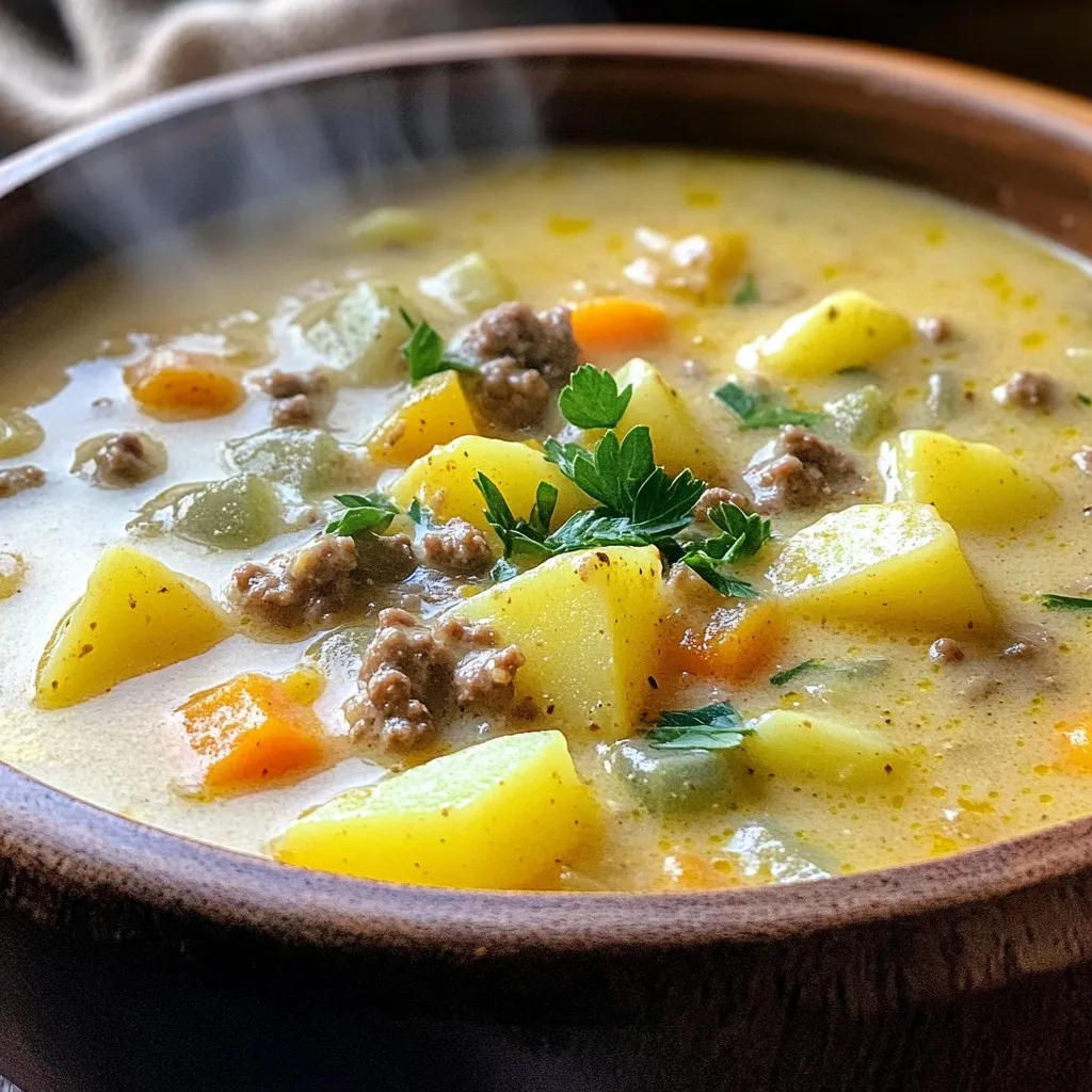 Creamy Hamburger Potato Soup Simple and Satisfying