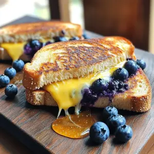 - 2 slices of sourdough bread - 1 tablespoon unsalted butter, softened - 1/2 cup sharp cheddar cheese, grated - 1/2 cup fresh blueberries The base of this dish is sourdough bread. It gives a nice crunch. The unsalted butter adds richness and helps the bread brown. Sharp cheddar cheese melts beautifully and has a bold flavor. Fresh blueberries provide sweetness and a burst of juice. - 1 tablespoon honey - 1/4 teaspoon cinnamon - A pinch of salt Honey adds a sweet touch that pairs well with cheese. Cinnamon brings warmth and depth to the dish. A pinch of salt helps balance the flavors and enhances the sweetness of the blueberries. - Extra blueberries - Drizzle of honey Garnishes make your dish look special. A few extra blueberries add color and freshness. A drizzle of honey gives that final sweet touch, making every bite delightful. - In a small bowl, mix blueberries with honey, cinnamon, and salt. - Heat a non-stick skillet over medium heat. Mixing blueberries with honey, cinnamon, and salt creates a sweet and tangy spread. The honey adds a nice touch, while the cinnamon gives warmth. This mix will enhance the grilled cheese flavor. Let it sit for a moment to blend the tastes. Next, the skillet needs to heat up. Medium heat works best. This will help cook the sandwich evenly and give it a nice golden color. - Butter the bread slices. - Assemble the sandwich in the skillet. - Cook each side until golden brown. Grab your sourdough bread and spread softened butter on one side of each slice. This butter creates a crispy crust and adds rich flavor. Place one slice in the hot skillet, buttered side down. Now, sprinkle half of the grated cheddar cheese on the bread. The cheese adds a creamy texture. Spoon the blueberry mixture on top of the cheese. Spread it evenly to cover every bite. Then, add the rest of the cheese and top with the second slice of bread, buttered side facing up. Cook the sandwich for 3-4 minutes. Look for a golden-brown color on the bottom. Use a spatula to flip it carefully. Cook the other side for another 3-4 minutes. The cheese should melt nicely. - Let the sandwich cool before slicing. - Tips for achieving the perfect melt. Once cooked, remove the sandwich from the skillet. Let it cool for a minute. This helps the cheese set a bit, making it easier to slice. For the perfect melt, use sharp cheddar as it melts well. Make sure your skillet is hot enough. This helps achieve that crispy crust and gooey center. Enjoy your delicious blueberry grilled cheese! Choosing the right cheese is key. I love using sharp cheddar cheese. It melts well and adds a nice tang. You can also try gouda or fontina for a different taste. Buttering the bread evenly makes a big difference. Spread the butter all the way to the edges. This helps the bread get nice and crispy. Different types of bread give your sandwich a twist. Sourdough works great, but you can also use whole wheat or brioche. Each bread brings its own flavor. You can add more fillings for fun. Chopped nuts give a nice crunch. Fresh herbs like basil or thyme can add a unique taste. Using a panini press can make this easy. It cooks both sides at once. If you use a skillet, just flip the sandwich carefully. Adjust cooking time based on your stove. Some stoves are hotter than others. Keep an eye on the bread. You want a golden brown color without burning it. {{image_2}} You can change the flavors in your Blueberry Grilled Cheese. Adding sliced strawberries or raspberries gives a nice twist. These fruits bring a sweet taste that pairs well with cheese. Using brie cheese instead of cheddar also works great. Brie has a creamy texture that melts beautifully. It adds a rich flavor that makes each bite special. If you need gluten-free options, choose gluten-free bread. Many brands make tasty gluten-free sourdough. You can also find dairy-free cheese alternatives. Look for brands that mimic the taste of cheddar. These options let everyone enjoy this dish. Pair your Blueberry Grilled Cheese with soup or salad. A warm tomato soup complements the flavors. It adds a nice contrast to the grilled cheese. You can also create a brunch platter. Serve it with fresh fruit and a light salad. This makes a colorful and delicious meal for any time. To keep your Blueberry Grilled Cheese fresh, follow these tips: - Refrigerate leftovers: Let the sandwich cool first. Wrap it tightly in plastic wrap or foil. Place it in an airtight container. This keeps it fresh for up to three days. - Recommended containers: Use glass or plastic containers. Make sure they seal well. This helps prevent the sandwich from drying out. When you're ready to enjoy your leftover sandwich, reheating properly is key: - How to reheat for optimal texture: Use a skillet over low heat. Place the sandwich in the skillet without butter. Cover with a lid to help melt the cheese. Heat for about 5 minutes. - Avoiding soggy bread: Do not use the microwave. It can make the bread soggy. The skillet method keeps the bread crisp and the cheese melty. You can freeze your sandwiches for later: - Freezing individual sandwiches: Wrap each sandwich in plastic wrap. Then, place them in a freezer bag. This helps save space and keeps them fresh for up to a month. - Thawing and reheating tips: When you’re ready to eat, take the sandwich out of the freezer. Thaw it in the fridge overnight. Reheat it in the skillet as mentioned above for the best texture. Yes, you can use frozen blueberries. However, they may release more juice. This could make your sandwich a bit soggy. If you use frozen berries, thaw them first and drain any extra juice. You can try other cheeses too! Cream cheese gives a nice creamy texture. Mozzarella is mild and melts well. Goat cheese adds a tangy flavor. Experiment and find your favorite! To make this sandwich vegan, use vegan butter and plant-based cheese. You can use cashew cheese for a rich taste. Sourdough bread is often vegan, but check the label to be sure. Blueberry grilled cheese comes from the trend of mixing sweet and savory. This combo started in cafes and gourmet kitchens. Chefs wanted to create fun dishes that surprise your taste buds. You can store this sandwich in the fridge for up to 2 days. Wrap it in foil or place it in an airtight container. Just remember to reheat it well before eating! This blog post shared how to make a delicious blueberry grilled cheese. We talked about the key ingredients like sourdough, butter, and cheese. I gave step-by-step cooking tips and ideas for variations. You learned how to store and reheat your sandwiches, too. In the end, this recipe is more than just food. It’s a fun way to explore flavors. Enjoy your cooking and get creative with your sandwiches!