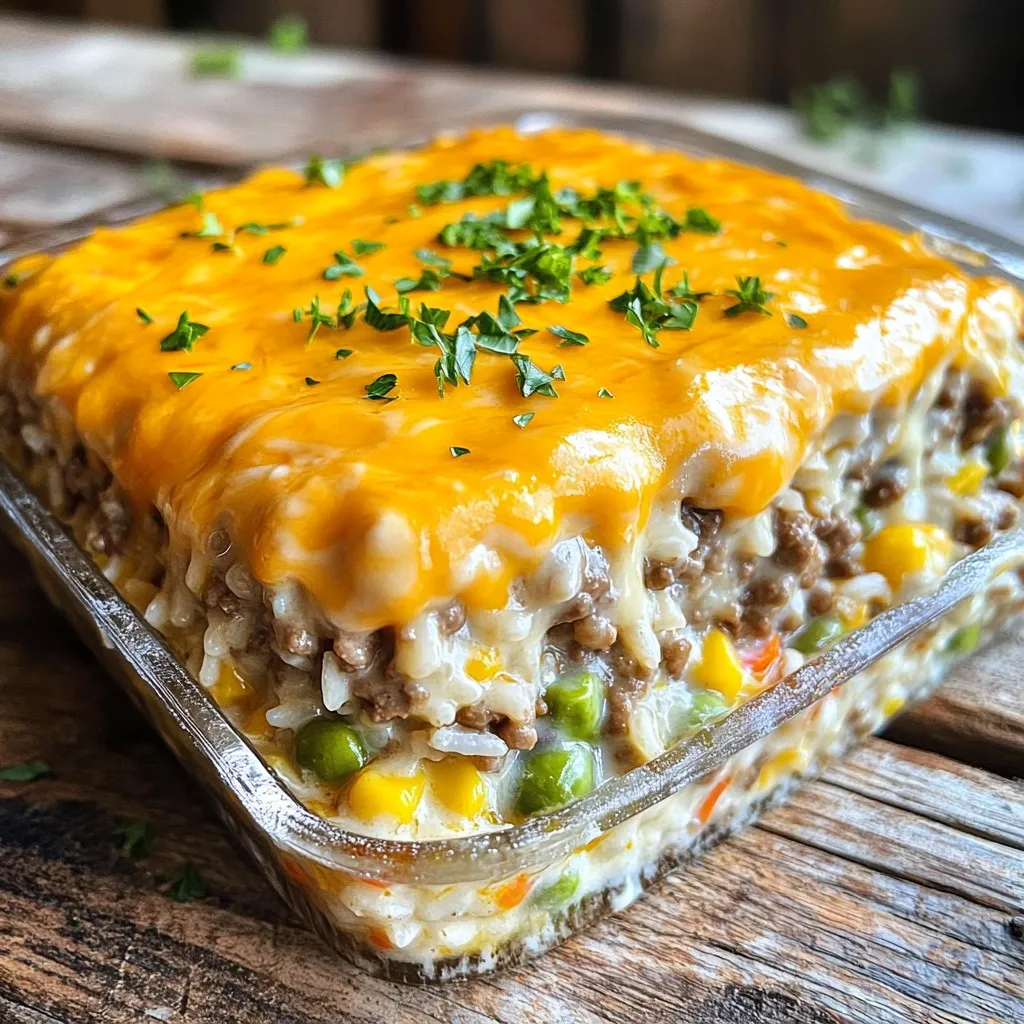 Cheesy Hamburger Rice Casserole Savory Comfort Meal