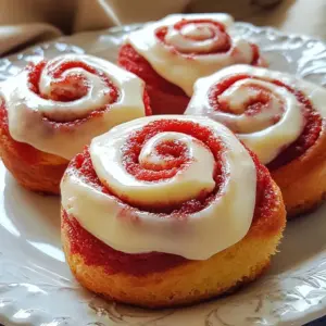- 2 &frac12; cups all-purpose flour - &frac14; cup granulated sugar - 1 package (2 &frac14; tsp) instant yeast - &frac12; teaspoon salt - 1 teaspoon baking powder - 1 teaspoon baking soda - 1 tablespoon cocoa powder - &frac12; cup whole milk, warmed - 1 large egg - 2 tablespoons unsalted butter, melted - 2 tablespoons red food coloring - 1 cup cream cheese, softened - 2 cups powdered sugar - 1 teaspoon vanilla extract - 2 tablespoons milk Gather these ingredients before you start. Each item plays a key role. The flour gives structure, while sugar adds sweetness. Yeast makes the rolls rise, and salt enhances flavor. Baking powder and baking soda create fluffiness. Cocoa powder gives that classic red velvet taste. For the wet ingredients, warm milk activates the yeast. The egg adds richness and helps bind. Melted butter gives moisture, and red food coloring brings that vibrant color. For the frosting, use softened cream cheese for smoothness. Powdered sugar sweetens it up. Vanilla extract adds depth, while milk adjusts texture. Make sure you have everything ready. This way, you&rsquo;ll enjoy a smooth cooking process. Happy baking! {{ingredient_image_1}} Start by mixing the dry ingredients. In a large bowl, combine: - 2 &frac12; cups all-purpose flour - &frac14; cup granulated sugar - 1 package (2 &frac14; tsp) instant yeast - &frac12; teaspoon salt - 1 teaspoon baking powder - 1 teaspoon baking soda - 1 tablespoon cocoa powder Whisk these together until they blend well. In another bowl, mix the wet ingredients. Whisk together: - &frac12; cup warmed whole milk - 1 large egg - 2 tablespoons melted unsalted butter - 2 tablespoons red food coloring Pour the wet mix into the dry mix. Stir until a soft dough forms. Knead it on a floured surface for 5-7 minutes. The dough should feel smooth and elastic. Now, let&rsquo;s make the filling. Start by spreading &frac12; cup of softened butter over the rolled-out dough. Leave a small edge around the sides. In a separate bowl, combine: - 1 cup packed brown sugar - 1 tablespoon cinnamon Mix these together. Then, sprinkle this mixture evenly over the buttered dough. This creates a sweet and spicy filling. Next, roll the dough. Starting from one long side, tightly roll it into a log. Use a sharp knife or dental floss to cut the log into 12 equal slices. This helps keep the rolls neat and pretty. Place the rolls in a greased 9x13 inch baking dish. Cover them with a towel. Let them rise for about 30 minutes. This will make them fluffy and soft. Preheat your oven to 350&deg;F (175&deg;C). Bake the rolls for 25-30 minutes. They should look lightly golden when done. Keep an eye on them to avoid burning. While the rolls bake, prepare the frosting. In a bowl, blend: - 1 cup softened cream cheese - 2 cups powdered sugar - 1 teaspoon vanilla extract - 2 tablespoons milk Mix until it&rsquo;s smooth and creamy. This frosting will make the rolls extra special. Once the rolls cool a bit, ice them with this delicious cream cheese frosting. Enjoy every bite! To get the best texture for your dough, start with the right flour. Use all-purpose flour for a soft roll. Make sure to measure your flour correctly. Spoon it into the cup and level it off. Mixing is key too. Combine the dry ingredients well before adding wet ones. When kneading, aim for about 5 to 7 minutes. Your dough should feel smooth and elastic. If it sticks, add a bit more flour. If it's too dry, add a touch of milk. The rise is important for fluffy rolls. Make sure your yeast is fresh. Instant yeast works well and does not need activation. Warm your milk to about 110&deg;F (43&deg;C) but do not overheat it. Too hot can kill the yeast. After mixing your dough, let it rise in a warm place. A cozy spot like near an oven works great. Cover the bowl with a towel. Wait for about an hour or until it doubles in size. Patience is key here! For a creamy frosting, start with softened cream cheese. It should be at room temperature, which helps it mix well. Blend the cream cheese with powdered sugar until smooth. Add vanilla extract for flavor and milk for the right consistency. If the frosting is too thick, add a bit more milk. For a fun touch, drizzle extra frosting on top. A sprinkle of cocoa powder or nuts adds a nice look. Enjoy the creamy goodness! Pro Tips Use Fresh Yeast: Always check the expiration date on your yeast for the best rise and fluffiness in your rolls. Warm Ingredients: Ensure your milk is warm (not hot) and that your eggs are at room temperature to help activate the yeast effectively. Don&rsquo;t Skip the Rise: Allowing the dough to rise properly is crucial for achieving soft and fluffy rolls, so be patient! Frost While Warm: Frosting the rolls while they are still warm allows the frosting to melt slightly, creating a delicious glaze effect. {{image_2}} To make chocolate chip red velvet cinnamon rolls, add semi-sweet chocolate chips to the filling. Mix in about 1 cup of chocolate chips with the brown sugar and cinnamon before spreading on the dough. The chocolate adds a rich flavor that pairs well with the red velvet. You can also sprinkle some on top of the frosting for a sweet touch. If you need a nut-free recipe, simply skip any nuts in the filling or toppings. The main ingredients in this recipe are naturally nut-free. Always check your frosting ingredients too, as some brands may add nuts. You can enjoy these rolls without worry! To make vegan red velvet cinnamon rolls, replace the egg with a flax egg. Mix 1 tablespoon of ground flaxseed with 2.5 tablespoons of water. Let it sit for a few minutes until it thickens. Use plant-based milk instead of whole milk and swap the butter for vegan butter. For the frosting, use a vegan cream cheese alternative. This way, everyone can enjoy these delicious treats! To keep your red velvet cinnamon rolls fresh, place them in an airtight container. This helps prevent them from drying out. You can also wrap each roll in plastic wrap. Store them at room temperature for up to two days. If you want them to last longer, consider refrigeration. Just note that chilling may slightly affect their soft texture. Freezing your cinnamon rolls is a great option for later enjoyment. Allow them to cool completely after baking. Then, place them in a single layer on a baking sheet. Freeze for about two hours until firm. After that, transfer the rolls to a freezer-safe bag. They can stay frozen for up to three months. When you're ready to eat, thaw them in the fridge overnight. Reheating your cinnamon rolls keeps them soft and tasty. Preheat your oven to 350&deg;F (175&deg;C). Place the rolls on a baking sheet and cover them with foil. Heat for about 10-15 minutes until warmed through. You can also use the microwave. Just heat them for about 15-20 seconds. Add a drizzle of cream cheese frosting after reheating for extra flavor! Yes, you can make these red velvet cinnamon rolls ahead of time. Prepare the rolls and place them in the baking dish. Cover them tightly and place them in the fridge overnight. In the morning, let them sit at room temperature for 30 minutes before baking. This way, you get fresh rolls without the long wait. If you want a natural option, try using beet juice instead of red food coloring. It gives a nice color and adds some nutrients. You can also use pomegranate juice, but it may change the taste. Both options work well and keep your rolls vibrant. Check the rolls for a light golden color on top. You can also insert a toothpick into the center. If it comes out clean or with a few crumbs, the rolls are done. Don&rsquo;t overbake them, as they can become dry quickly. Yes, you can make gluten-free red velvet cinnamon rolls. Use a gluten-free all-purpose flour blend. Ensure it has xanthan gum for the right texture. The rest of the ingredients remain the same. Just follow the same steps, and you&rsquo;ll have tasty gluten-free rolls. In this post, we explored the simple steps to make red velvet cinnamon rolls. We covered the key ingredients, including dry and wet components, plus frosting details. You learned to mix the dough, prepare the filling, and bake the rolls. I shared tips for perfect dough texture, optimal rising, and creamy frosting. Don't forget the fun variations and how to store these treats. Enjoy these rolls fresh or save some for later! With these skills, you can master this delicious recipe and share it with loved ones. Happy baking!