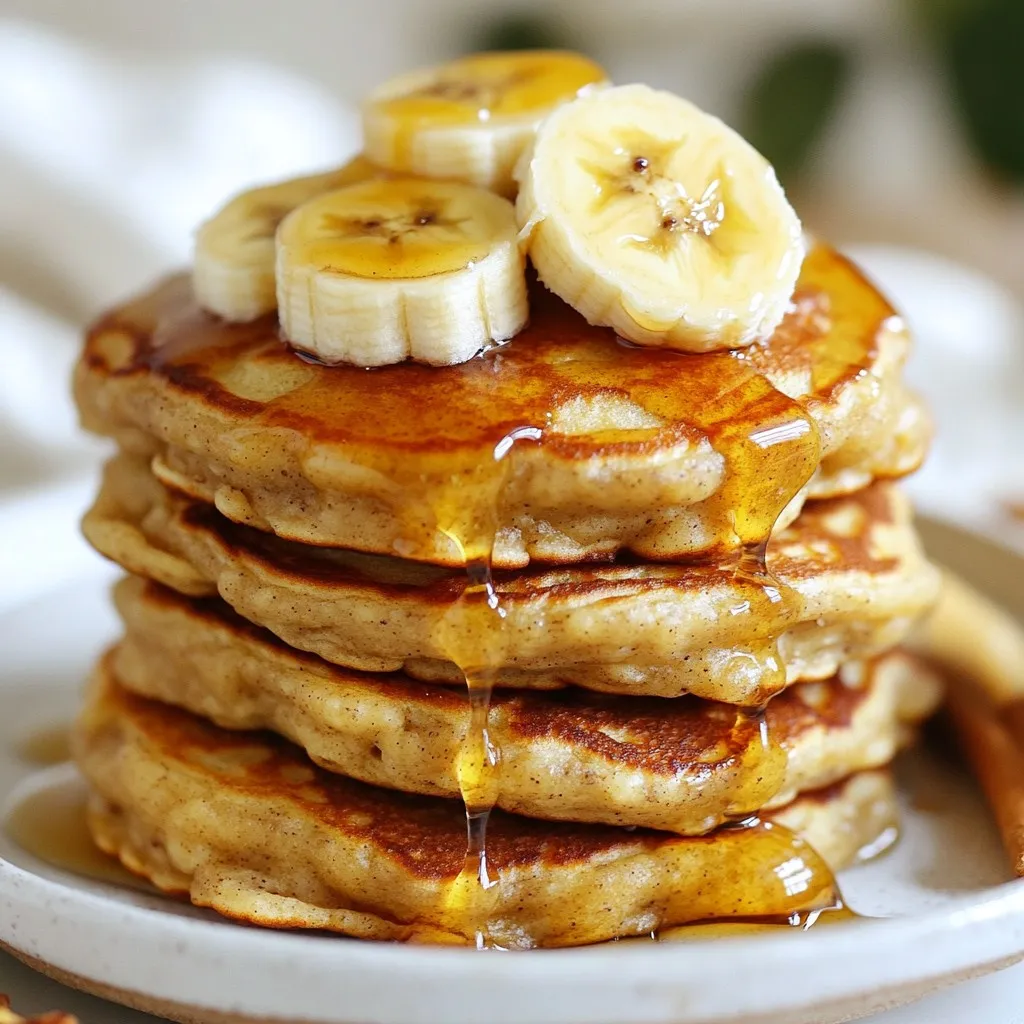 - 1 large ripe banana - 1 cup rolled oats - 1 cup milk (dairy or non-dairy) These three simple ingredients make the best pancakes. First, you need a large ripe banana. The ripeness adds sweetness and flavor. Next, grab one cup of rolled oats. These oats give the pancakes a nice texture and help bind the mix. Finally, choose one cup of milk. You can use regular milk or any non-dairy option like almond or oat milk. This mix is not just easy; it is also healthy. You get good carbs, fiber, and natural sweetness. Plus, it’s quick to make! You can whip up breakfast in about 15 minutes. You don’t need fancy tools or hard-to-find items. Just a blender, a skillet, and your ingredients. Now that you have the ingredients ready, you can move on to the next steps in making your delicious pancakes. Enjoy your cooking adventure! {{ingredient_image_1}} - Step 1: Blend the ingredients Start by placing one large ripe banana, one cup of rolled oats, and one cup of milk in a blender. Blend these until the mixture turns smooth. The goal is to reach a pancake batter consistency. You want it thick but pourable. - Step 2: Preheat the skillet While blending, preheat a non-stick skillet over medium heat. Lightly grease it with cooking spray or a small amount of oil. This helps prevent sticking and gives a nice golden color. - Step 3: Pour and cook the pancakes Once the skillet is hot, pour about 1/4 cup of batter onto it for each pancake. Cook for 2 to 3 minutes. Watch for bubbles to form on the surface; this shows they’re ready to flip. - Step 4: Flip and finish cooking Gently flip each pancake and cook for another 1 to 2 minutes. Look for a golden brown color and make sure they are cooked through. Remove them from the skillet and repeat with the rest of the batter. Adjust the heat if needed to ensure even cooking. To make the best three-ingredient banana oat pancakes, focus on the batter. You want it smooth and thick. If it's too runny, add a bit more oats. If too thick, add a splash more milk. This helps create a nice fluffy texture. Next, pay attention to the cooking temperature. Start at medium heat. If the pancakes brown too fast, lower the heat a bit. Cooking them slowly helps them cook through without burning. When it comes to flipping, wait for bubbles to form on the surface. This shows they are ready. Use a spatula to flip gently. If they break, don’t worry. Just press the batter back together and keep cooking. These pancakes shine with toppings. Slice fresh bananas on top for extra sweetness. A drizzle of honey or maple syrup adds more flavor. A sprinkle of cinnamon gives a warm touch. For a complete meal, pair these pancakes with yogurt or a side of berries. This adds protein and freshness. You can also serve with nuts for crunch and healthy fats. Enjoy your meal! Pro Tips Use Overripe Bananas: The riper the banana, the sweeter and more flavorful your pancakes will be. Look for bananas with brown spots for the best results. Adjust Consistency: If the batter is too thick, you can add a little more milk to reach your desired consistency. For thicker pancakes, reduce the milk slightly. Don't Overmix: Blend just until combined. Overmixing can lead to tough pancakes. A few lumps are okay! Keep Them Warm: To keep pancakes warm while you cook the rest, place them on a plate in a preheated oven at 200°F (93°C) until ready to serve. {{image_2}} You can make these banana oat pancakes even better. Adding spices can change the taste. Try mixing in a bit of cinnamon. It gives a warm flavor that pairs well with banana. You can also add a splash of vanilla extract for more sweetness. If you love chocolate, throw in some chocolate chips. They melt and add a rich taste. Nuts also work great. Chopped walnuts or pecans give a nice crunch. This adds texture and flavor to your pancakes. If you want to make these pancakes vegan, it's easy. You can use almond milk or oat milk instead of regular milk. This keeps the recipe plant-based and tasty. You can also skip the milk altogether. Just mash the banana well and use a bit of water to thin the batter. For gluten-free options, rolled oats can be a concern. Look for oats labeled gluten-free. This ensures no gluten contamination. These pancakes can fit into many diets while still being delicious. To keep your pancakes fresh, store them well. - Refrigeration guidelines: Place leftover pancakes in an airtight container. They last up to 3 days in the fridge. If you notice any moisture, use a paper towel to absorb it. This helps prevent sogginess. - Freezing for future meals: For longer storage, freeze the pancakes. Stack them with parchment paper in between. Then place the stack in a freezer-safe bag. They can stay good for up to 2 months. When you want to enjoy your pancakes again, reheating is simple. - Best methods for reheating pancakes: The microwave is quick and easy. Heat each pancake for about 20-30 seconds. If you want them warm and crispy, use a skillet. Heat them on medium for about 1-2 minutes on each side. This gives you that fresh-off-the-griddle taste! Can I make these pancakes without milk? Yes, you can! If you want to skip the milk, use water or a plant-based milk. The pancakes will still taste great. Just blend the banana and oats with your chosen liquid. How can I make the pancakes fluffier? To make fluffier pancakes, use an extra ripe banana. You can also add a spoonful of baking powder. This helps the pancakes rise and become light. What can I use instead of banana? If you don’t have bananas, try using applesauce or even pureed pumpkin. Both options work well and add natural sweetness to your pancakes. Are these pancakes suitable for a gluten-free diet? Yes, they can be gluten-free! Just make sure to use gluten-free rolled oats. These oats will keep your pancakes safe for those avoiding gluten. What is the calorie count for one serving? One serving of these pancakes has about 200 calories. This count can change based on your toppings or any added ingredients. This blog post covered a simple pancake recipe with just a banana, oats, and milk. You learned how to prepare, cook, and store these pancakes. Remember to adjust cooking times and explore flavors with spices or toppings for your taste. You can easily modify them for various diets, too. Enjoy fluffy pancakes any day by using the tips and tricks shared. Now, whip up these delicious pancakes and make breakfast fun!