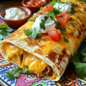 - 4 large flour tortillas - 2 cups shredded cheddar cheese - 1 cup shredded mozzarella cheese - 1 cup cooked ground beef or black beans - 1 medium tomato, diced - 1/2 cup sour cream - 1/4 cup chopped fresh cilantro To make the Copycat Grilled Cheese Burrito, you need some key ingredients. The large flour tortillas hold everything together. The cheese blend of cheddar and mozzarella creates a melty, gooey filling. You can choose to use cooked ground beef or black beans for a vegetarian option. Fresh tomatoes add a nice crunch, while sour cream gives it a creamy touch. Finally, cilantro brings a burst of freshness. - 1 teaspoon garlic powder - 1 teaspoon onion powder - Salt and pepper to taste - 1 tablespoon olive oil for grilling Next, let's talk about the seasonings. Garlic powder and onion powder add depth to the flavor. Salt and pepper enhance all the tastes in the burrito. Olive oil is essential for grilling and achieving that crispy exterior. With these ingredients, you get a perfect mix of flavors and textures. First, grab a large bowl. You will need it to make the cheese mixture. Combine 2 cups of shredded cheddar cheese and 1 cup of shredded mozzarella cheese. Next, add 1 teaspoon of garlic powder, 1 teaspoon of onion powder, and salt and pepper to taste. Mix everything well until it is evenly blended. Now, let’s get the tortillas ready. You will need 4 large flour tortillas. Lay them out on a clean surface. This is where the magic will happen! Take one tortilla and spread about 1/4 of the cheese mixture in the center. Next, add about 1/4 cup of cooked ground beef or black beans for a veggie option. Top it with some diced tomatoes and a tablespoon of sour cream. For extra flavor, sprinkle some chopped fresh cilantro on top. Now it's time to fold the burrito. Fold in the sides of the tortilla first. Then, roll it tightly from the bottom up. Make sure to tuck in the ends as you roll. This keeps all the yummy fillings inside! Heat 1 tablespoon of olive oil in a large skillet over medium heat. Once the oil is hot, place the burrito seam-side down in the skillet. Cook it for 3-4 minutes or until it turns golden brown. Carefully flip the burrito over. Cook the other side for another 3-4 minutes until it’s crispy and the cheese melts inside. When done, take it out of the skillet and let it rest for a minute. Cut it in half to see all the gooey cheese and tasty fillings. Enjoy your creation! To get that gooey, melty cheese, I suggest using a blend of cheddar and mozzarella. Cheddar brings a sharp flavor, while mozzarella adds stretch. Mix about 2 cups of shredded cheddar with 1 cup of shredded mozzarella. For the best melt, keep your skillet on medium heat. Cook the burrito for 3-4 minutes on each side. This helps the cheese melt without burning the tortilla. Wrapping the burrito well is key. After adding the fillings, fold in the sides first. Then, roll the burrito tightly from the bottom. Make sure the ends are tucked in to hold everything inside. When it comes time to flip, use a spatula. Gently lift the burrito and turn it over in the pan. This keeps it from spilling out. For a fun presentation, serve the burritos on a colorful platter. Add small bowls of sour cream and fresh salsa on the side. These make great dips! You can also sprinkle extra cilantro on top for a bright touch. This adds color and enhances the flavor. Enjoy your tasty creation with friends or family! {{image_2}} You can make this grilled cheese burrito vegetarian by swapping out ground beef. Use black beans or other tasty veggies instead. Black beans add protein and flavor. You can also try bell peppers, corn, or spinach. These choices keep the dish filling and delicious. Want to spice things up? Add jalapeños or chili peppers for heat. These will give your burrito a kick! You can also mix in different cheeses. Pepper jack adds flavor, while gouda brings creaminess. Don’t forget to sprinkle some extra spices for more depth. Think cumin or smoked paprika for an exciting twist! Get creative with your fillings! Try adding avocado for creaminess or corn for sweetness. You can also bake the burrito instead of frying it. Just place it on a baking sheet and cook until golden. This method is healthier and still delicious! Whatever you choose, make it your own. Enjoy experimenting! To keep your grilled cheese burritos fresh, store them in an airtight container. This helps prevent moisture loss and keeps them tasty. You can refrigerate them for up to three days. When you're ready to eat, reheat in a skillet over low heat. This method warms the inside and keeps the outside crispy. Avoid using the microwave, as it can make the burrito soggy. If you want to save burritos for later, freezing is a great option. First, let the burritos cool completely. Then, wrap each one tightly in plastic wrap. Place the wrapped burritos in a freezer-safe bag. You can freeze them for up to three months. When you're ready to enjoy, take a burrito out and let it thaw in the fridge overnight. Once thawed, reheat in a skillet for the best texture. It takes about 30 minutes to make this dish. You will spend 15 minutes prepping the ingredients. Cooking the burritos takes another 15 minutes. This quick time makes it perfect for busy days. Yes, you can! Use gluten-free tortillas instead of flour ones. Look for brands that are soft and pliable. They hold up well when filled and rolled, just like regular tortillas. Several dips work great with this burrito. Sour cream is a classic choice. Fresh salsa adds a nice kick. You can also try guacamole for extra creaminess. Each dip enhances the flavors of the burrito. Absolutely! You can mix types of cheese for a unique flavor. Monterey Jack or pepper jack cheese melts well too. Try a blend of cheddar and mozzarella for the best texture. Experiment with your favorites for a fun twist! You now have the full guide to making a tasty burrito. Start with fresh ingredients like tortillas and cheese. Add your favorite fillings and spices to make it your own. Don’t forget the tips on preventing spills and serving ideas to impress. Whether you choose beef or veggies, experimenting will lead to delicious results. Store your leftovers wisely, and enjoy a meal you can savor again. Now, get cooking and create your perfect burrito!