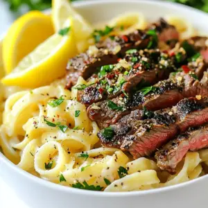 - 8 oz linguine pasta - 2 ribeye steaks (approximately 1-inch thick) - 4 tablespoons unsalted butter - 4 cloves garlic, finely minced - 1 tablespoon fresh parsley, finely chopped - 1 tablespoon fresh rosemary, finely chopped - 1 tablespoon fresh thyme, finely chopped - 1 teaspoon smoked paprika - 1 teaspoon red pepper flakes (optional, for added heat) - Salt and freshly ground black pepper, to taste - Grated Parmesan cheese, for serving - Lemon wedges, for serving Gather these ingredients to make a flavorful Cowboy Butter Steak Linguine. Each item plays a key role in creating a rich dish that bursts with taste. The linguine provides a perfect base, while the ribeye steaks add depth. Unsalted butter is the star, enriching every bite. For seasoning, garlic and fresh herbs bring life to the dish. Smoked paprika and red pepper flakes add a touch of warmth. These flavors meld into a sauce that coats the pasta beautifully. Finally, grated Parmesan cheese and lemon wedges elevate the meal. The cheese offers creaminess, and the lemon adds brightness. Together, these elements create a delightful culinary experience that you will enjoy. {{ingredient_image_2}} To start, fill a large pot with water. Add a good amount of salt and bring it to a boil. This step adds flavor to the pasta. Once boiling, add the linguine. Cook it for about 8-10 minutes. You want it to be al dente, which means it should have a slight bite. When it&rsquo;s done, drain the pasta but save about 1 cup of that starchy water for later. While the pasta cooks, take your ribeye steaks out. Generously season both sides with salt and freshly ground black pepper. This simple seasoning really brings out the meat's flavor. Next, heat a cast-iron skillet or grill pan over medium-high heat. Once hot, add the steaks. Sear them for about 4-5 minutes on each side for a nice medium-rare finish. For best results, check the internal temperature with a meat thermometer. It should read 130&deg;F. After cooking, let the steaks rest for at least 5 minutes before slicing. In the same skillet you used for the steaks, lower the heat to medium. Add the unsalted butter and let it melt. Once melted, stir in the minced garlic. Add the chopped parsley, rosemary, thyme, smoked paprika, and fresh lemon juice. If you want a kick, toss in the red pepper flakes too. Saut&eacute; this mixture for about 1-2 minutes. The garlic should be fragrant and begin to turn a light golden color. Now, add the cooked linguine to the skillet with the cowboy butter sauce. Gently toss the pasta so it gets fully coated. If the sauce seems too thick, don&rsquo;t worry! Use some of that reserved pasta water to adjust the consistency. Add just a little at a time until it looks perfect. When ready to serve, grab a sharp knife and slice the rested ribeye steaks thinly against the grain. This helps ensure each bite is tender. On a plate, serve the buttered linguine first. Then, elegantly place the sliced steak on top. Finish it off with a sprinkle of grated Parmesan cheese and drizzle some extra cowboy butter from the skillet over everything. Add lemon wedges on the side for a fresh touch. For a stunning look, serve in wide, shallow bowls and garnish with fresh parsley and a light sprinkle of red pepper flakes. To make a great steak, start with the right temperature. For medium-rare, aim for 130&deg;F. Use a meat thermometer for best results. After cooking, let the steaks rest for at least 5 minutes. This step helps the juices stay inside the meat, making it tender and juicy. Overcooking linguine can ruin your dish. Follow the package instructions to avoid mushy pasta. Look for the term "al dente" on the package. This means the pasta should be firm yet cooked. A good tip is to taste the pasta a minute or two before the time is up. You can switch up the herbs and spices in the cowboy butter. Try using fresh basil or oregano if you want a different taste. For those who like heat, add more red pepper flakes or a dash of hot sauce. This can bring more kick to the dish and make it even more flavorful. Pro Tips Use Quality Steaks: Choosing high-quality ribeye steaks will enhance the flavor and tenderness of your dish, making it truly exceptional. Rest the Steaks: Allowing the cooked steaks to rest for at least 5 minutes before slicing helps retain their juices, resulting in a more flavorful bite. Adjust the Spice: Feel free to tweak the amount of red pepper flakes to suit your heat preference; you can also omit them for a milder flavor. Save Some Pasta Water: The reserved pasta water is a great way to adjust the consistency of your cowboy butter sauce, ensuring it perfectly coats the linguine. {{image_4}} You can switch the ribeye for chicken or shrimp. Chicken breast works well here. Simply cut it into strips, season, and cook until golden. For shrimp, clean and devein them. Saut&eacute; in the cowboy butter until they turn pink. If you want a vegetarian dish, try mushrooms. Portobello or cremini mushrooms add a nice texture and flavor when saut&eacute;ed in the butter sauce. If gluten-free is your goal, use gluten-free linguine. Many brands make great options. You can also try zucchini noodles for a lighter meal. Other pasta shapes, like fettuccine or penne, work nicely too. Just adjust the cooking time as needed for different shapes. To boost flavor, add fresh vegetables. Spinach wilts nicely in the hot pasta. Bell peppers add crunch and sweetness. You can also change the cheese. Feta or goat cheese gives a tangy twist. Mixing in a bit of cream cheese can make the dish extra rich. To keep Cowboy Butter Steak Linguine fresh, store it in an airtight container. This method prevents air from drying it out. Place the container in the fridge. Your leftovers should stay good for about three days. If you plan to eat it later, make sure to cool it down first. When reheating pasta, avoid the microwave if you can. Instead, use a skillet over medium heat. Add a splash of water or broth to help keep things moist. Stir gently to warm everything through. This method helps keep the sauce creamy. You can also use the microwave; just cover the dish and heat in short bursts. Yes, you can freeze Cowboy Butter Steak Linguine! To do so, place the cooled pasta in a freezer-safe bag. Make sure to squeeze out all the air before sealing. This helps prevent freezer burn. When you&rsquo;re ready to eat, thaw it in the fridge overnight. Reheat it gently as mentioned earlier for the best results. Cowboy butter is a rich, flavorful sauce made from butter, garlic, and herbs. It has a creamy texture and a bold taste. The key ingredients include: - Unsalted butter - Minced garlic - Fresh parsley - Fresh rosemary - Fresh thyme - Smoked paprika - Fresh lemon juice - Optional red pepper flakes for heat This blend creates a savory and aromatic sauce that adds depth to dishes. The herbs bring freshness, while the smoked paprika adds a hint of warmth and color. Yes, you can prepare parts of this dish ahead of time. Cook the linguine and make the cowboy butter sauce in advance. Store them separately in the fridge for up to two days. - When you're ready to serve, reheat the cowboy butter gently. - Cook the steaks fresh for the best flavor and texture. This way, you save time and still enjoy a delicious meal. To make more servings, simply scale the ingredients. Here&rsquo;s how: - Increase the amount of linguine to 16 oz for four servings. - Use four ribeye steaks for a hearty meal. - Adjust the butter and seasonings accordingly. Cooking times might not change much, but check the steaks for doneness using a meat thermometer. To add more heat, consider these options: - Increase the red pepper flakes in the cowboy butter. - Add fresh diced jalape&ntilde;os or serrano peppers. - Use a hot sauce of your choice. These additions will give your dish a nice kick without losing the rich flavors. Yes, you can use other steaks if you prefer. Good alternatives include: - New York strip steak - Filet mignon - Sirloin steak Choose a steak that is tender and has good fat marbling. This will help keep the meat juicy and full of flavor in your dish. This dish combines rich flavors using simple ingredients and easy steps. You learned to cook the perfect ribeye steaks, make a creamy cowboy butter sauce, and toss it all with linguine. With tips on variations and storage, you can adapt this meal to your taste. Whether you want to heat it up or serve it cold, this recipe is flexible. Enjoy your delicious cowboy butter steak linguine, and remember, cooking should be fun!