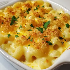 To make the best creamy baked mac & cheese, you need a few key ingredients: - 8 oz elbow macaroni - 2 cups sharp cheddar cheese, shredded - 1 cup mozzarella cheese, shredded - 1/2 cup cream cheese, softened - 2 cups whole milk These ingredients create a rich and cheesy flavor. The elbow macaroni holds the cheese sauce well. The blend of sharp cheddar and mozzarella adds depth. Cream cheese brings extra creaminess, while whole milk gives a smooth base. If you want to make your mac & cheese even better, consider these optional ingredients: - 1/2 cup breadcrumbs for crunch - Fresh herbs like parsley for garnish - Additional cheese types, like gouda or parmesan Breadcrumbs add a delightful crispy top. Fresh herbs bring color and a fresh taste. Different cheeses can change the flavor profile, making it unique. Feel free to mix and match to find your favorite combination! {{ingredient_image_2}} To start, bring a large pot of salted water to a boil. Add 8 oz of elbow macaroni to the water. Cook it until it's al dente, which means it should still have a little bite. This usually takes around 8-10 minutes. Once it&rsquo;s done, drain the pasta and set it aside. This step is key for great texture. Now, let&rsquo;s create a rich cheese sauce. First, melt 1/4 cup of unsalted butter in a large saucepan over medium heat. Once it&rsquo;s melted, add 1/4 cup of all-purpose flour. Whisk it together for about 1-2 minutes. You want a smooth roux. Next, slowly pour in 2 cups of whole milk while whisking. Keep stirring until the mixture thickens, about 5-7 minutes. Then, lower the heat to medium-low and add 1/2 cup of softened cream cheese. Stir until the cream cheese melts and blends in. For flavor, mix in 1 teaspoon of garlic powder, 1 teaspoon of onion powder, and 1/2 teaspoon of smoked paprika. Don&rsquo;t forget to add salt and fresh ground pepper to taste. Next, we&rsquo;ll melt the cheese into our sauce. Gradually add 2 cups of shredded sharp cheddar and 1 cup of shredded mozzarella cheese. Keep stirring until the cheese melts, making a creamy sauce. Now, it's time to bring everything together. Gently fold in the cooked elbow macaroni. Mix until the pasta is fully coated in the cheese sauce. Transfer the mac and cheese mixture into a greased 9x13 inch baking dish. Spread it evenly. For a crispy topping, sprinkle 1/2 cup of breadcrumbs across the top. This will create a nice crunch. Now, place the dish in a preheated oven at 350&deg;F (175&deg;C). Bake for 20-25 minutes, or until the top is golden brown and bubbling. Enjoy the aroma filling your kitchen! For the best creamy mac and cheese, heat matters. Warm cheese melts better. Cold cheese does not blend well. When you mix cheese into your sauce, make sure it's warm. This helps it melt smoothly. Using a variety of cheeses adds depth. I love mixing sharp cheddar and mozzarella. The cheddar gives a rich flavor. The mozzarella adds stretch and creaminess. You can also try gouda or fontina for a twist. To know if your mac and cheese is done, look for bubbling edges. The top should be golden brown. If it is too pale, give it a few extra minutes. Every oven heats differently, so check it often. If your oven runs hot or cold, adjust the bake time. You may need less or more time based on your oven. If you find it browning too fast, cover it with foil until cooked through. For a pretty plate, serve the mac and cheese in ramekins. This makes each serving look special. You can also sprinkle extra parsley on top for color. Pair it with a crisp side salad. The freshness of the salad complements the richness of the dish. Consider adding some sliced tomatoes or cucumbers for a nice crunch. Pro Tips Use a Mix of Cheeses: Combining different cheeses like sharp cheddar and mozzarella enhances the flavor and texture, creating a creamier and more complex cheese sauce. Don&rsquo;t Overcook the Pasta: Cook the macaroni until just al dente, as it will continue to cook during baking. This prevents the pasta from becoming mushy. Customize Your Toppings: Feel free to add your favorite toppings like crumbled bacon, diced tomatoes, or different herbs for added flavor and texture. Let It Rest: Allow the baked mac and cheese to cool for a few minutes before serving. This helps the dish set and makes it easier to serve. {{image_4}} You can easily make this dish to fit your needs. If you&rsquo;re gluten-free, try using gluten-free pasta. Many brands make great options that work well. For a vegan version, switch to plant-based cheese. Brands like Daiya or Violife melt nicely and keep the creaminess. Want to add more flavor? Try adding cooked bacon or sausage. They bring a savory kick that pairs well with the cheese. You can also include vegetables like broccoli or spinach. This adds a nice touch of color and nutrition to your meal. Toppings can change the whole dish. Instead of traditional breadcrumbs, try panko for extra crunch. You can also use crushed chips or nuts. They give a fun texture that makes each bite exciting. To store leftovers properly, let the mac and cheese cool first. Use an airtight container to keep it fresh. This way, it stays tasty for up to three days in the fridge. Glass or plastic containers work well for storage. When reheating, keep the creaminess intact. You can use the microwave or oven. For the microwave, place a portion on a plate and add a splash of milk. Heat on medium power for one to two minutes. Stir halfway through to mix the heat. If you use the oven, preheat it to 350&deg;F (175&deg;C). Place the mac and cheese in a baking dish, cover it with foil, and heat for about 15-20 minutes. This method helps keep the dish creamy. To freeze baked mac and cheese, let it cool completely. Transfer it to a freezer-safe container. You can also wrap it tightly in plastic wrap, then foil. This method helps keep the flavor and texture. To thaw, move it to the fridge the night before. Bake it straight from the freezer, adding a few extra minutes to the baking time. The best cheese for mac and cheese is a blend of sharp cheddar and mozzarella. Sharp cheddar gives a strong flavor, while mozzarella adds creaminess. You can also try gouda or parmesan for a unique taste. Mixing several cheeses creates a rich and tasty sauce. Experiment with cheese combinations to find your favorite mix. Yes, you can make mac and cheese ahead of time. Prepare the dish as usual but stop before baking. Cover it tightly with plastic wrap and store it in the fridge. When ready to bake, remove the wrap and bake it straight from the fridge. You may need to add a few extra minutes to the bake time. This method lets you enjoy homemade mac and cheese without all the last-minute work. If your mac and cheese turns dry, don't worry! You can revive it easily. Start by adding a splash of milk to the dish. Mix it well to combine. If it still feels dry, you can add more cheese or a little butter. Heat it gently on the stove or in the oven until warm. Stir it often to keep it creamy. Yes, you can make mac and cheese without cream cheese. Use more whole milk to keep the sauce creamy. You can also add extra cheese like gouda or a bit of sour cream for creaminess. Blending these ingredients will help you achieve that rich texture even without cream cheese. Baked mac and cheese is a delicious comfort food that many enjoy. We covered the best ingredients, from elbow macaroni to sharp cheddar, for a creamy dish. I shared steps to make the cheese sauce and combine everything perfectly. Plus, I offered tips for the creamiest texture and fun variations to try. Remember, you can customize this dish and store it for later. Enjoy making your own version of this classic meal!