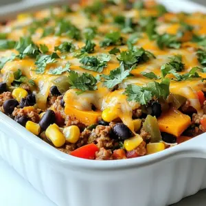 To make this tasty dish, gather these ingredients: - 1 lb ground turkey - 2 medium sweet potatoes, peeled and diced into 1-inch cubes - 1 medium onion, finely chopped - 2 cloves garlic, minced - 1 bell pepper (red or yellow), diced - 1 can (15 oz) black beans, drained and rinsed - 1 cup corn (fresh or frozen) - 1 teaspoon smoked paprika - 1 teaspoon ground cumin - 1 teaspoon chili powder - Salt and freshly ground black pepper to taste - 1 cup low-sodium chicken broth - 1 cup shredded cheddar cheese (optional, for topping) - Olive oil for saut&eacute;ing - Fresh cilantro, chopped, for garnish (optional) You can switch some ingredients for similar flavors or dietary needs. Try these options: - Ground beef or chicken instead of turkey - Butternut squash in place of sweet potatoes - Red onion instead of yellow onion - Black-eyed peas instead of black beans - Vegetable broth for a vegetarian option - Nutritional yeast instead of cheese for a dairy-free choice This casserole is not only delicious but also packed with nutrients. Each serving has: - Calories: Approximately 320 - Protein: 25g - Carbohydrates: 40g - Dietary Fiber: 10g - Fat: 10g This meal gives you good protein and fiber, making it a healthy choice for dinner. Enjoy the balance of flavors while nourishing your body. {{ingredient_image_2}} To start, gather all your ingredients. You will need: - 1 lb ground turkey - 2 medium sweet potatoes, peeled and diced into 1-inch cubes - 1 medium onion, finely chopped - 2 cloves garlic, minced - 1 bell pepper (red or yellow), diced - 1 can (15 oz) black beans, drained and rinsed - 1 cup corn (fresh or frozen) - 1 teaspoon smoked paprika - 1 teaspoon ground cumin - 1 teaspoon chili powder - Salt and freshly ground black pepper to taste - 1 cup low-sodium chicken broth - 1 cup shredded cheddar cheese (optional, for topping) - Olive oil for saut&eacute;ing - Fresh cilantro, chopped, for garnish (optional) Next, preheat your oven to 375&deg;F (190&deg;C). This step ensures the casserole cooks evenly. Chop the onion and bell pepper. Dice the sweet potatoes into 1-inch cubes. Mince the garlic. Rinse the black beans. Getting this done makes cooking easier. In a large skillet, heat a drizzle of olive oil over medium heat. Add the chopped onion and bell pepper. Cook them for about 5 minutes until they soften. Next, add the minced garlic. Cook for another minute. The garlic should smell great but not burn. Now, add the ground turkey. Cook it for 6 to 8 minutes. Break it apart with a spatula as it cooks. Ensure there&rsquo;s no pink left in the turkey. Sprinkle in the smoked paprika, cumin, chili powder, salt, and pepper. Stir everything together. You want the spices to coat the meat and veggies well. Now, add the sweet potatoes, black beans, corn, and chicken broth. Mix thoroughly. Make sure all ingredients are well combined. Transfer the mixture into a greased 9x13-inch baking dish. Spread it evenly. Cover the dish tightly with aluminum foil. Bake for 25 minutes. This helps the sweet potatoes soften. After 25 minutes, carefully remove the foil. If you like cheese, sprinkle it on top. Return the dish to the oven for another 10 to 15 minutes. The sweet potatoes will be fork-tender, and the cheese will melt nicely. Let the casserole rest for a few minutes after baking. This helps the flavors meld. If you want, garnish with fresh cilantro for color and taste. For serving, you can present it straight from the baking dish. Alternatively, scoop out individual portions. Serve with a side of mixed greens for a nice touch. Enjoy this hearty and flavorful dish! To make the best ground turkey sweet potato casserole, follow these tips: - Use fresh ingredients: Fresh sweet potatoes, onions, and peppers give great flavor. - Don&rsquo;t rush the saut&eacute;ing: Take your time to soften the onions and peppers. - Brown the turkey well: This adds depth to your casserole. Cook until no pink remains. - Cover while baking: Cover with foil for the first part of baking to keep moisture in. - Check for doneness: Ensure sweet potatoes are fork-tender before serving. To elevate the flavor of your casserole, try these ideas: - Add herbs: Fresh or dried herbs like thyme or oregano can boost taste. - Use spices: Feel free to mix in more spices like cayenne for heat or coriander for zest. - Experiment with cheese: Swap cheddar for pepper jack or feta for a different flavor. - Try different beans: Use pinto or kidney beans for a twist on texture and flavor. When serving your casserole, consider these options: - Garnish with cilantro: A sprinkle of fresh cilantro adds color and flavor. - Pair with greens: A simple green salad adds a fresh crunch to the meal. - Serve with crusty bread: Crusty bread complements the casserole&rsquo;s hearty nature. - Offer hot sauce: For those who like heat, a splash of hot sauce can enhance the dish. Pro Tips Prep Your Ingredients: Before starting, chop all your vegetables and measure out your spices. This will make the cooking process smoother and more efficient. Enhance the Flavor: Add a squeeze of lime juice before serving to brighten the flavors of the casserole and complement the sweetness of the potatoes. Customize Your Veggies: Feel free to swap in your favorite vegetables or whatever you have on hand. Spinach, zucchini, or diced tomatoes would work great! Make it Ahead: This casserole can be assembled a day in advance. Just cover it tightly and refrigerate until you're ready to bake&mdash;it'll save you time on busy nights! {{image_4}} You can mix up your casserole by adding different veggies. Try using zucchini or carrots for a fresh twist. Spinach or kale can add a nice color and nutrition boost. You can also use butternut squash for a sweeter taste. Just chop them into small pieces, so they cook evenly with the sweet potatoes. If you want to switch proteins, ground chicken is a great choice. It cooks similarly and has a mild flavor. For a beefier taste, use ground beef or pork. If you prefer something lighter, shredded chicken works well too. You can even try plant-based ground meat for a meat-free option. To make this casserole gluten-free, ensure your broth and spices are gluten-free. Most ingredients fit well into a gluten-free diet. If you want a vegan version, swap the ground turkey for lentils or chickpeas. Use vegetable broth instead of chicken broth. You can also skip the cheese or use a vegan cheese alternative. To store leftovers, first let the casserole cool. Then, cover it tightly with plastic wrap or aluminum foil. You can also transfer it to an airtight container. This keeps the flavors fresh and prevents drying out. Leftovers can stay in the fridge for up to four days. When you&rsquo;re ready to enjoy the casserole again, preheat your oven to 350&deg;F (175&deg;C). Place the leftovers in an oven-safe dish. Cover it with foil to keep moisture in. Bake for about 20 minutes or until heated through. You can also use a microwave for quick reheating. Just place a portion in a microwave-safe bowl and heat for 1-2 minutes, stirring halfway through. To freeze the casserole, first let it cool completely. Then, cut it into portions for easy serving later. Wrap each piece in plastic wrap, then place them in a freezer-safe bag. Make sure to label the bag with the date. You can freeze it for up to three months. When ready to eat, thaw it in the fridge overnight. Then, reheat as mentioned above. Enjoy your hearty meal anytime! Yes, you can prepare this casserole ahead. Cook it, then cool it down. Cover it and store it in the fridge for up to two days. You can also freeze it for longer storage. Just remember to thaw it in the fridge before baking. To heat it, bake covered at 375&deg;F (190&deg;C) for 25 minutes, then bake uncovered until hot. You can serve this dish with a side of mixed greens or a fresh salad. A simple green salad with a light vinaigrette complements the casserole's flavors well. You may also pair it with crusty bread for a hearty meal. For a fun twist, serve it with avocado slices or guacamole on the side. To add heat to your casserole, try these tips. You can mix in chopped jalape&ntilde;os or diced green chilies. Adding extra chili powder or cayenne pepper gives it a kick. Another option is to use spicy cheese on top instead of regular cheddar. Adjust the spice level to suit your taste! This post covered key ingredients for your casserole and helpful cooking steps. You now have tips to enhance flavors and varied options for different diets. Additionally, we explored storage methods to keep your dish fresh. Remember, making this casserole can fit many tastes and needs. Enjoy experimenting with flavors and share this hearty meal with loved ones. Happy cooking!