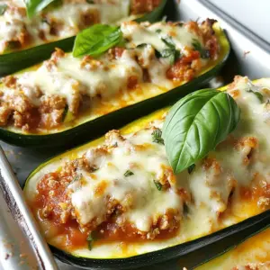 - 4 medium zucchini - 1 lb ground chicken - 1 cup marinara sauce - 1 cup shredded mozzarella cheese - 1/2 cup grated Parmesan cheese - 1/2 teaspoon red pepper flakes - 1 teaspoon dried oregano - 1 teaspoon garlic powder - 1 tablespoon olive oil - Salt and freshly ground black pepper to taste Gather these ingredients before you start cooking. Zucchini serves as a great base for this dish. Ground chicken adds protein and flavor. Marinara sauce gives a rich, tangy taste. Mozzarella cheese melts beautifully, making the dish gooey and satisfying. You can add grated Parmesan for a cheesy finish. Red pepper flakes can spice things up if you like heat. For seasoning, dried oregano and garlic powder bring a nice aroma. Olive oil helps to cook the chicken while adding flavor. Salt and pepper balance the dish. With these ingredients, you're ready to create a delicious meal that your family will love. Enjoy the process and don&rsquo;t hesitate to make it your own! {{ingredient_image_2}} Set your oven to 375&deg;F (190&deg;C). Preheating helps cook the dish evenly. It ensures the cheese melts perfectly. Slice the zucchini in half lengthwise. Use a spoon to scoop out the flesh. Leave about 1/4 inch of the shell. This keeps your zucchini sturdy. Save the scooped-out flesh for later. In a large skillet, heat a tablespoon of olive oil over medium heat. When the oil shimmers, add 1 pound of ground chicken. Cook it for about 5-7 minutes. Break it apart with a spoon until it&rsquo;s brown and no longer pink. Add the reserved zucchini flesh, 1 cup of marinara sauce, 1 teaspoon of dried oregano, and 1 teaspoon of garlic powder. If you want a kick, add 1/2 teaspoon of red pepper flakes. Season with salt and pepper. Stir well and cook for 3-4 minutes. Make sure everything is hot and mixed. Take the skillet off the heat. Stir in half of the shredded mozzarella cheese and all of the grated Parmesan cheese. Mix until the cheese melts and spreads evenly throughout the chicken. Place the hollowed zucchini halves in a baking dish. Spoon the chicken and cheese mixture into each boat. Press it down gently to pack it in. Top with the remaining mozzarella cheese for a tasty finish. Cover the baking dish with foil. Bake in the preheated oven for 20 minutes. After that, remove the foil and bake for another 10 minutes. This step allows the zucchini to soften and the cheese to bubble. Once done, take the zucchini boats out of the oven. Let them cool for a few minutes. Garnish with fresh basil leaves for a nice touch. This adds color and a fresh aroma. Enjoy your Chicken Parmesan Stuffed Zucchini Boats warm! How to choose the best zucchini: Look for medium-sized zucchini. They should feel firm and smooth. Avoid any with soft spots or wrinkles. Fresh zucchini will give the best flavor and texture. Preventing sogginess: To prevent soggy zucchini, scoop out the flesh carefully. Leave about 1/4 inch of the shell. This keeps the boat sturdy. You can also salt the zucchini shells lightly. Let them sit for a few minutes. This draws out extra moisture. Additional seasonings to consider: You can add more flavor with fresh herbs like basil or parsley. A pinch of Italian seasoning can also add depth. For a bolder taste, consider some smoked paprika. Complementary ingredients: Try adding chopped bell peppers or mushrooms to the filling. These add texture and flavor. You can also mix in some chopped spinach for a healthy boost. Alternative cooking methods (grilling, air frying): Grilling gives a nice smoky flavor. You can place the zucchini boats on a grill, covered, until tender. For air frying, cook them at 375&deg;F for about 15-20 minutes. Both methods will give you a tasty result! Pro Tips Use Fresh Zucchini: Choose firm, fresh zucchini for the best flavor and texture. Look for zucchinis that are small to medium-sized, as larger ones may have tougher skin and more seeds. Customize the Filling: Feel free to add other ingredients such as chopped bell peppers, onions, or mushrooms to the chicken mixture for added flavor and nutrition. Cheese Variations: Experiment with different cheeses like provolone or gouda for a unique twist on the classic chicken parmesan flavor. Don&rsquo;t Overcook: Keep an eye on the zucchini while baking; overcooking can lead to mushy boats. They should be tender yet retain their shape. {{image_4}} You can easily switch the ground chicken for turkey. Ground turkey has less fat and works well here. For a vegetarian twist, use lentils or chickpeas. They add protein and flavor. Just mash them and mix them with the other ingredients. If you want to change the cheese, try using provolone or gouda. Both melt nicely and offer different flavors. You can also use vegan cheese for a dairy-free option. Just make sure it melts well to get that cheesy goodness. For extra flavor, consider adding pesto on top. It gives a fresh, herby taste. You can also sprinkle olives or sun-dried tomatoes. These toppings add a nice contrast and depth to your dish. Don't be afraid to experiment with flavors that you love! To store your Chicken Parmesan stuffed zucchini boats, let them cool first. Place them in an airtight container. This keeps them fresh and tasty. You can store them in the fridge for up to three days. After that, they may lose flavor and texture. If you want to save some for later, freezing is a great option. Wrap each stuffed zucchini boat in plastic wrap. Then, place them in a freezer bag. Make sure to remove as much air as possible. You can freeze them for up to three months. When you're ready to enjoy, take them out of the freezer and let them thaw in the fridge overnight. For the best taste and texture, reheat your zucchini boats in the oven. Preheat your oven to 350&deg;F (175&deg;C). Place the boats on a baking sheet and cover with foil. Heat for about 15-20 minutes. If you like extra crispiness, remove the foil for the last five minutes. This helps the cheese get bubbly and golden again. Enjoy your delicious leftovers! Making Chicken Parmesan Stuffed Zucchini Boats takes about 45 minutes total. You will need 15 minutes to prep and 30 minutes to cook. This time allows for perfect flavor and texture. Yes, you can make this dish ahead of time. Prepare the stuffed zucchini boats, then cover and store them in the fridge for up to 24 hours. When you're ready to eat, just bake them straight from the fridge. This saves time on busy days! These stuffed zucchini boats pair well with a fresh side salad. You could also serve them with garlic bread for a classic touch. Another great option is steamed veggies, which add color and nutrition. Yes, you can use other vegetables! Bell peppers and eggplants work well as alternatives. Just remember to adjust cooking times as needed, since different veggies have different textures. To make this dish gluten-free, use a gluten-free marinara sauce. Check the labels on your cheese too. Most cheese is gluten-free, but it&rsquo;s good to double-check. You can also use gluten-free breadcrumbs if you want a crunchy topping. In this article, I shared how to make Chicken Parmesan Stuffed Zucchini Boats. You learned about the main and optional ingredients, and seasoning tips. The step-by-step guide showed you how to prepare and cook the dish, along with helpful tips and variations. These boats are tasty and fun to make. Enjoy your cooking! Try new flavors and techniques to make this dish your own. With these tips, you can create a healthy meal that everyone will love. Happy cooking!