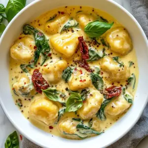 To make Millionaire Gnocchi, you need a few key items. Gather these essentials: - 1 lb potato gnocchi (store-bought or homemade) - 2 tablespoons olive oil - 1 cup heavy cream - 1 cup freshly grated Parmesan cheese - 1 tablespoon garlic, minced - 1 teaspoon fresh thyme, chopped (or 1/2 teaspoon dried thyme) - 1 cup spinach, roughly chopped - 1/2 cup sun-dried tomatoes, chopped - 1/4 teaspoon red pepper flakes (optional) - Salt and pepper to taste - Fresh basil leaves, for garnish These ingredients form the base of this creamy delight. The potato gnocchi adds texture, while the heavy cream and Parmesan create a rich sauce. Want to elevate your dish further? Here are some premium options to consider: - Truffle oil for drizzling - Lobster or shrimp for a seafood twist - Wild mushrooms for an earthy flavor Adding any of these ingredients makes the dish even more special. They enhance both the taste and the look of your meal. Feel free to experiment! Here are some optional ingredients to personalize your gnocchi: - Peas for a pop of color - Asparagus for a fresh crunch - Different herbs like basil or parsley These additions let you tailor the dish to your taste. Adjust the flavors and textures to create your perfect Millionaire Gnocchi. Enjoy the process! {{ingredient_image_2}} First, fill a large pot with water. Add a good amount of salt. Bring the water to a boil. Once it boils, add 1 lb of potato gnocchi. Cook according to the package or until they float. This usually takes just a few minutes. Once done, drain them and set them aside. Now, grab a large pan. Heat 2 tablespoons of olive oil over medium heat. Add 1 tablespoon of minced garlic. Saut&eacute; for about one minute. Be careful not to let the garlic burn. Next, pour in 1 cup of heavy cream. Let it gently simmer. Stir in 1 cup of freshly grated Parmesan cheese. Mix until the cheese melts and makes the sauce creamy. Add 1 teaspoon of chopped fresh thyme, 1 cup of roughly chopped spinach, and 1/2 cup of chopped sun-dried tomatoes. If you like a bit of spice, add 1/4 teaspoon of red pepper flakes. Stir everything together until the spinach wilts and blends well. Now comes the best part! Gently fold the cooked gnocchi into the creamy sauce. Make sure each gnocchi is covered with sauce. Season with salt and pepper to taste. Let the gnocchi simmer in the sauce for 2-3 minutes. This helps them soak up all the flavors. Finally, take the pan off the heat. Serve hot, garnished with fresh basil leaves. Enjoy your creamy and luxurious Millionaire Gnocchi! To cook gnocchi right, use a big pot. Fill it with salted water and bring it to a boil. Drop in the gnocchi and watch them closely. They are done when they float to the top. This usually takes just a few minutes. Once they rise, take them out and set them aside. For a rich and smooth sauce, start with olive oil. Heat it in a large pan over medium heat. Add minced garlic and stir for about one minute. You want the garlic to smell great, but don&rsquo;t let it burn. Next, pour in heavy cream and bring it to a gentle simmer. Stir in freshly grated Parmesan cheese until it melts. This will make your sauce creamy and tasty. Add fresh thyme, chopped spinach, and sun-dried tomatoes. If you like a little heat, add red pepper flakes. Stir everything until the spinach wilts and the sauce is blended well. Presentation matters! Serve your Millionaire Gnocchi in shallow bowls. Drizzle a bit of cream sauce over the top. For a lovely finish, sprinkle more Parmesan cheese. Fresh basil leaves make a great garnish too. They add color and flavor. Enjoy your dish warm, and watch everyone rave about it! Pro Tips Use Fresh Ingredients: Opt for fresh spinach and high-quality Parmesan cheese to elevate the flavor of your gnocchi dish. Customize Your Sauce: Feel free to add other ingredients like mushrooms or bell peppers to the sauce for additional flavor and texture. Perfectly Cooked Gnocchi: To ensure your gnocchi is light and fluffy, avoid overcooking them. They should float to the surface when ready. Garnish for Presentation: Add a sprinkle of crushed red pepper flakes or extra basil on top just before serving for a pop of color and flavor. {{image_4}} You can easily switch Millionaire Gnocchi to a vegetarian dish. Replace the heavy cream with a plant-based cream. Almond or oat cream works well. Use vegetable broth instead of chicken broth. This keeps the dish rich but meat-free. You can also add mushrooms for an earthy flavor. They add texture and depth to the dish. If you want more protein, consider adding chickpeas or lentils. They boost the meal without changing the taste too much. For a meatier option, try diced chicken or shrimp. Both pair nicely with the creamy sauce. Cook the protein separately and mix it in at the end. This keeps the flavors balanced and delicious. Seasonal ingredients can change the dish each time you make it. In spring, add fresh asparagus or peas for a pop of color. In summer, mix in zucchini or bell peppers. Fall brings butternut squash or pumpkin, which adds sweetness. In winter, root vegetables like carrots or parsnips work great. Always match your ingredients to the season for the best flavors. To keep your Millionaire Gnocchi fresh, store it in an airtight container. Let the dish cool to room temperature first. This helps prevent moisture build-up. Place the container in the fridge. It should last about three days. When storing, try to keep the sauce and gnocchi separate if possible. This helps maintain the texture. When reheating, avoid a microwave if you can. Instead, use a skillet over low heat. Add a splash of cream or water to keep it moist. Stir gently to warm the gnocchi without breaking it apart. Heat for about five minutes. This helps keep the gnocchi soft and creamy, just like when you first made it. You can freeze Millionaire Gnocchi for later! Start by letting it cool completely. Portion it into freezer-safe bags or containers. Remove as much air as you can. It will stay good in the freezer for about three months. When you're ready to eat, thaw it overnight in the fridge. Reheat it gently in a skillet, adding a bit of cream. Enjoy the flavors all over again! Yes, you can prepare Millionaire Gnocchi in advance. Cook the gnocchi and sauce separately. Store them in the fridge. When you're ready to eat, mix them and heat gently. This keeps the flavors fresh and tasty. Use starchy potatoes for the best gnocchi. Russet potatoes work great. They give the gnocchi a light and fluffy texture. Avoid waxy potatoes, as they can make a dense dough. To make Millionaire Gnocchi dairy-free, swap the cream for plant-based cream. Use nutritional yeast instead of Parmesan for a cheesy flavor. This keeps the dish rich and flavorful without dairy. In this post, we explored how to make Millionaire Gnocchi. We covered key ingredients, including essential, premium, and optional choices. Then, we walked through step-by-step instructions for preparation and creating a rich sauce. I shared tips for perfect cooking and garnishing. We looked at vegetarian options and storage methods for leftovers. Making this dish at home is fun and rewarding. With these details, you can create a creamy, delicious meal that impresses everyone. Enjoy your cooking journey!