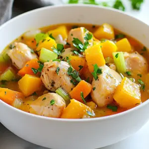 - 1 lb boneless, skinless chicken thighs, cut into 1-inch chunks - 1 medium butternut squash, peeled and diced into 1-inch cubes - 2 medium carrots, sliced into rounds - 2 celery stalks, diced - 1 medium onion, chopped - 3 cloves garlic, minced - 4 cups low-sodium chicken broth - 1 teaspoon dried thyme - 1 teaspoon ground cumin - 1 teaspoon smoked paprika - Salt and freshly ground black pepper to taste - 1 tablespoon olive oil - Fresh parsley or cilantro, roughly chopped, for garnish Butternut squash is sweet and creamy. It adds warmth and color to the stew. Choose squash that feels heavy and has a smooth skin. Look for a uniform tan color. Avoid any with soft spots or blemishes. Chicken thighs are juicy and full of flavor. They stay moist during cooking. I prefer boneless, skinless thighs for this dish. They are easy to cut and shred. When cooked, they blend well with the squash and other veggies. When buying fresh produce, look for bright colors and firm textures. For carrots, choose ones that are crisp and not bendable. Celery should feel firm and have fresh green leaves. For butternut squash, pick one that is heavy for its size. Avoid any that feel light. When you shop for onions, select ones that are dry and firm. {{ingredient_image_2}} Start by gathering all your ingredients. You will need chicken thighs, butternut squash, carrots, celery, onion, garlic, chicken broth, and spices. Make sure your butternut squash is peeled and diced into one-inch cubes. This size helps it cook evenly. 1. Heat one tablespoon of olive oil in a skillet over medium heat. 2. Add the chopped onion and minced garlic. Cook them until the onion looks clear, about 3 to 5 minutes. 3. Once done, move this mix to your crockpot. 4. In the crockpot, add the diced butternut squash, sliced carrots, diced celery, and chicken thigh chunks. Mix them gently. 5. Pour in the chicken broth, ensuring all the ingredients are covered. 6. Sprinkle dried thyme, ground cumin, smoked paprika, salt, and black pepper on top. Stir gently to combine. 7. Cover the crockpot with its lid. Set it to cook on low for 6 to 8 hours or high for 4 hours. 8. When it&rsquo;s finished, use two forks to shred the chicken right in the crockpot. Stir to mix it with the stew. 9. Taste the stew and add more salt or pepper if needed. 10. Serve hot in bowls, garnished with chopped fresh parsley or cilantro. Cooking on low takes 6 to 8 hours. If you are short on time, use the high setting for about 4 hours. The chicken should be tender, and the butternut squash should easily break apart with a fork. To make your stew pop, use fresh herbs. Fresh parsley or cilantro adds a nice touch. Think about adding a squeeze of lemon before serving. This brightens the dish and balances the flavors. If you like a kick, try a pinch of red pepper flakes. They add warmth without overpowering the meal. One big mistake is overcooking the chicken. Set your crockpot to the right time. Cooking too long makes the chicken dry. Another error is not seasoning enough. Taste your stew before serving. Adjust the salt and pepper to your liking. Also, be careful when adding the broth. Ensure all veggies and chicken are covered, but do not drown them. Shredding chicken is simple. Use two forks and pull the meat apart while it's still hot. This keeps the chicken juicy and full of flavor. If you find it hard to shred, let it cook a bit longer. The meat should fall apart easily. Mix the shredded chicken back into the stew for added flavor and texture. Pro Tips Use Fresh Ingredients: Fresh butternut squash and seasonal vegetables enhance the flavor and nutrition of the stew. Adjust Seasoning: Always taste your stew before serving; you can add more salt, pepper, or spices to suit your palate. Consider a Thickener: If you prefer a thicker stew, you can add a cornstarch slurry (cornstarch mixed with water) during the last hour of cooking. Storage Tips: This stew stores well in the refrigerator for up to 3 days or can be frozen for up to 3 months, making it perfect for meal prep! {{image_4}} If you want a vegetarian stew, swap the chicken for chickpeas or lentils. These options add protein and fiber. Use vegetable broth instead of chicken broth for a rich base. You can also add tofu for extra texture. Feel free to get creative with spices. Try adding a pinch of cayenne for heat or a dash of curry powder for warmth. You can also sneak in more veggies like bell peppers or zucchini. Just chop them into small pieces so they cook evenly. You can use turkey or even beef in place of chicken. Just make sure to adjust cooking times if you choose a denser meat. For the broth, homemade stock is best, but any low-sodium option will work. This keeps the stew healthy and tasty. You can store your leftover stew in an airtight container. Let the stew cool down first. Once cooled, cover it tightly. This helps keep the flavors fresh. You can keep it in the fridge for up to three days. If you plan to eat it later, freezing might be a better option. To reheat, pour the stew into a pot. Heat it over medium-low heat. Stir often until it&rsquo;s hot. You can also use the microwave. Place the stew in a microwave-safe bowl. Cover it loosely and heat in short bursts. Stir in between each burst for even warming. To freeze, use a freezer-safe container. Leave some space at the top for expansion. You can keep it in the freezer for up to three months. When you&rsquo;re ready to eat, thaw it overnight in the fridge. Reheat it on the stove or in the microwave. Enjoy your warm, comforting stew again! Yes, you can use frozen butternut squash and chicken. Just remember that frozen chicken may take longer to cook. If you use frozen vegetables, add them near the end of the cooking time. This keeps them from getting too soft. To make this stew low-carb, skip the carrots and use fewer potatoes. You can add more low-carb veggies like spinach or zucchini instead. This keeps your stew tasty but lighter. Using chicken broth with no added sugars is also key. This stew pairs well with crusty bread or a fresh green salad. You can also serve it with rice or quinoa for a heartier meal. For a simple touch, add a sprinkle of fresh herbs on top for extra flavor. In this blog post, we explored how to make a tasty butternut squash chicken stew. We covered key ingredients, step-by-step cooking instructions, and tips to enhance flavors. I shared common mistakes to avoid and offered alternatives for vegetarians. Proper storage and reheating tips ensure your stew stays fresh. Remember, making a great stew is about enjoying good food with simple steps. Keep experimenting with flavors and ingredients to make this dish truly your own. Happy cooking!